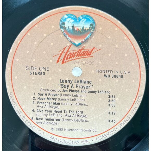 Lenny LeBlanc Say A Prayer Vinyl LP Religious Christian 1983 Heartland Records - Picture 3 of 6